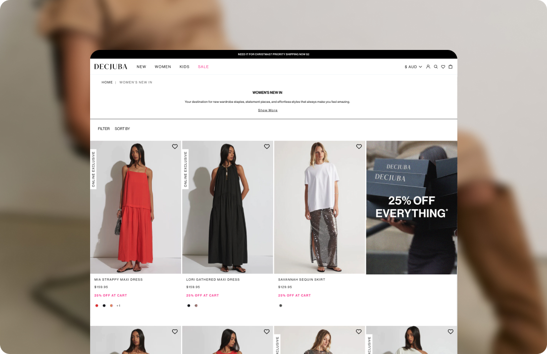 Decjuba storefront experience