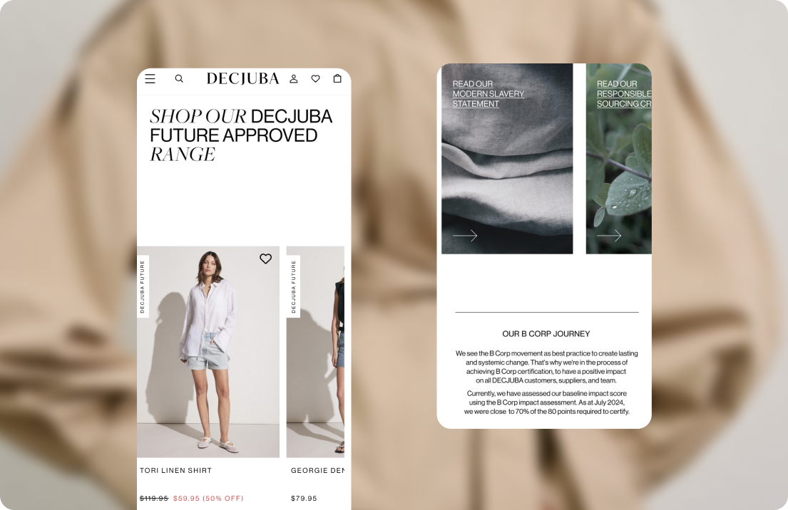 Decjuba product detail experience