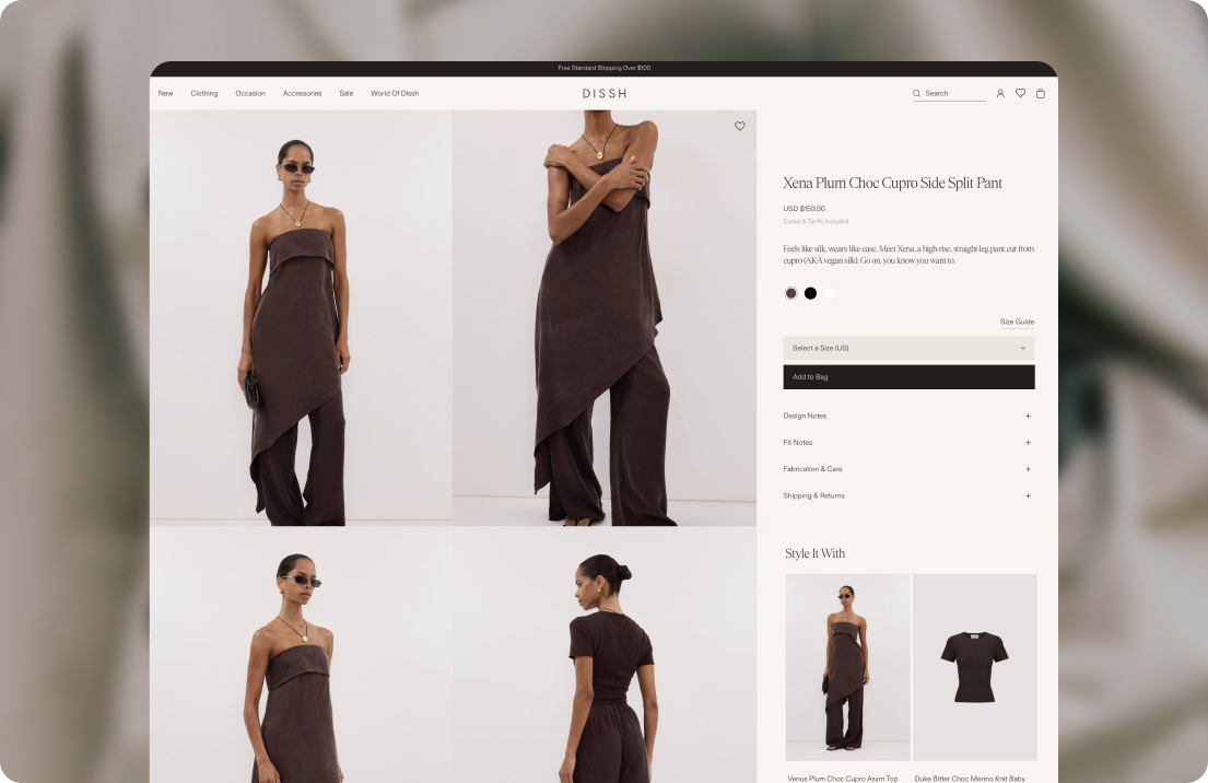 DISSH product detail experience