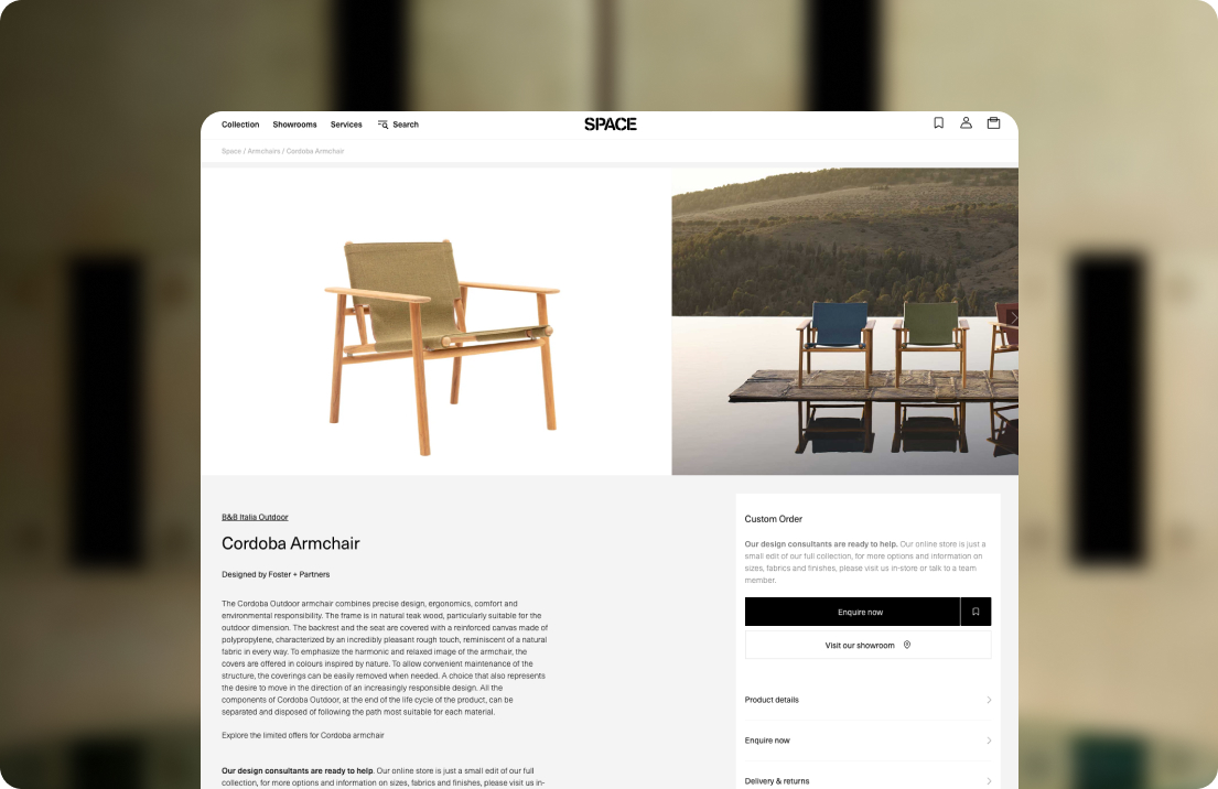 Space Furniture storefront experience